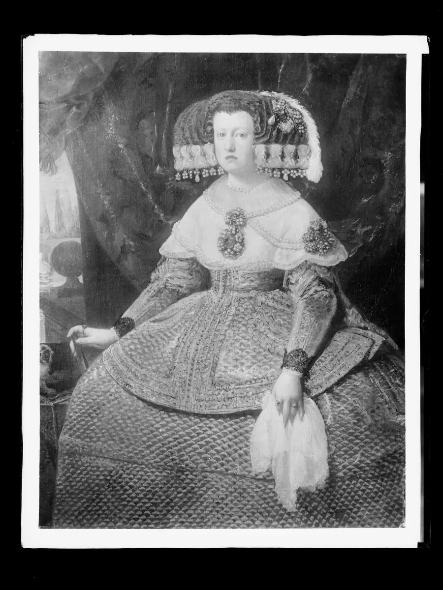 Königin Maria Anna von Spanien in hellrotem Kleid (1635-1696)