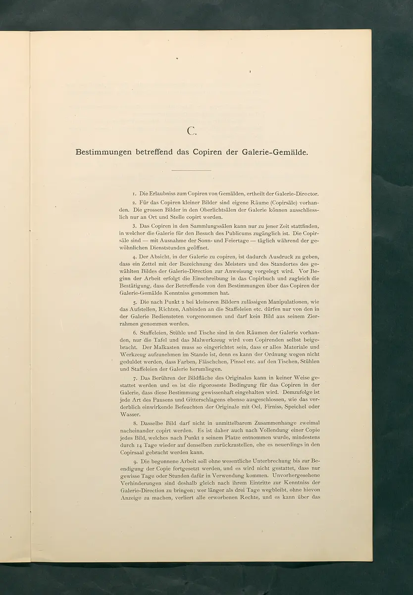 Bestimmungen für den Dienstbetrieb in den kunsthistorischen Sammlungen des Allerhöchsten Kaiserhauses