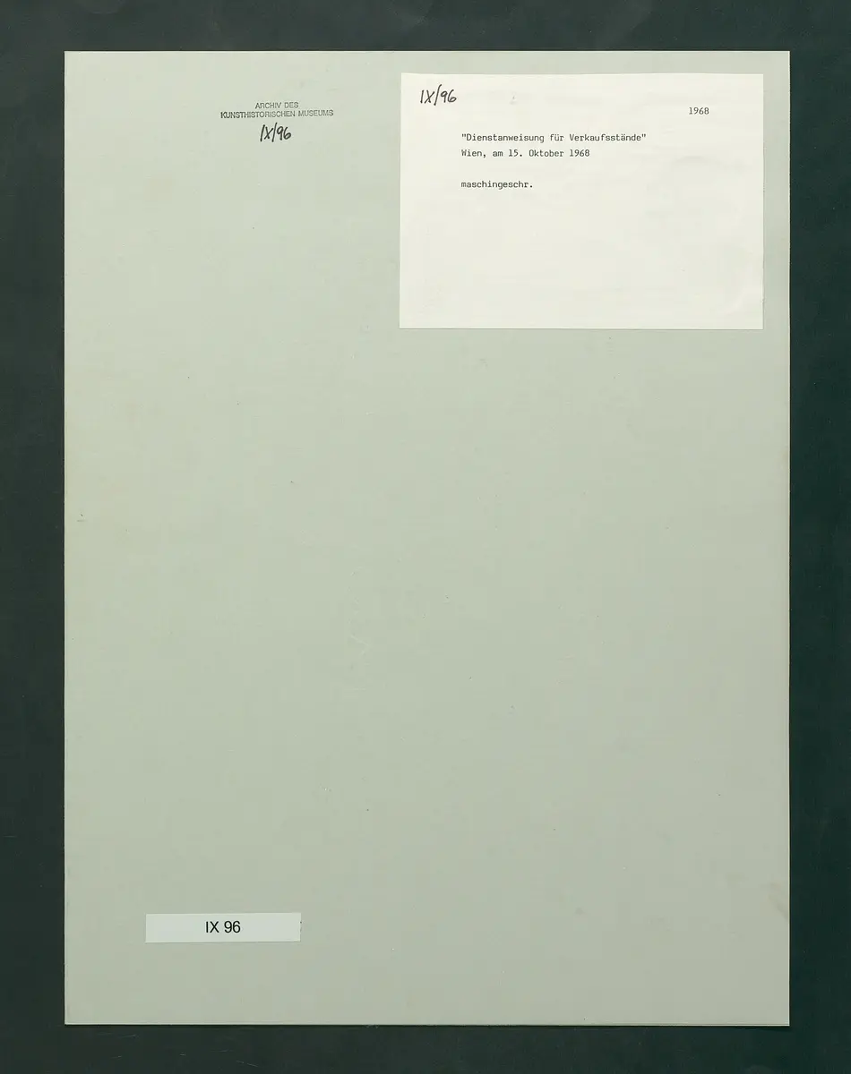 Dienstanweisung für Verkaufsstände