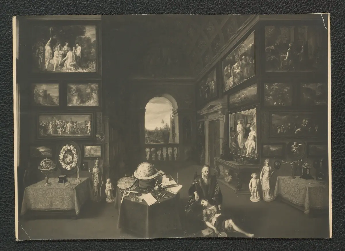 Frans Francken: Interieur eines Gelehrten und Kunstsammlers. Öl - Kupfer