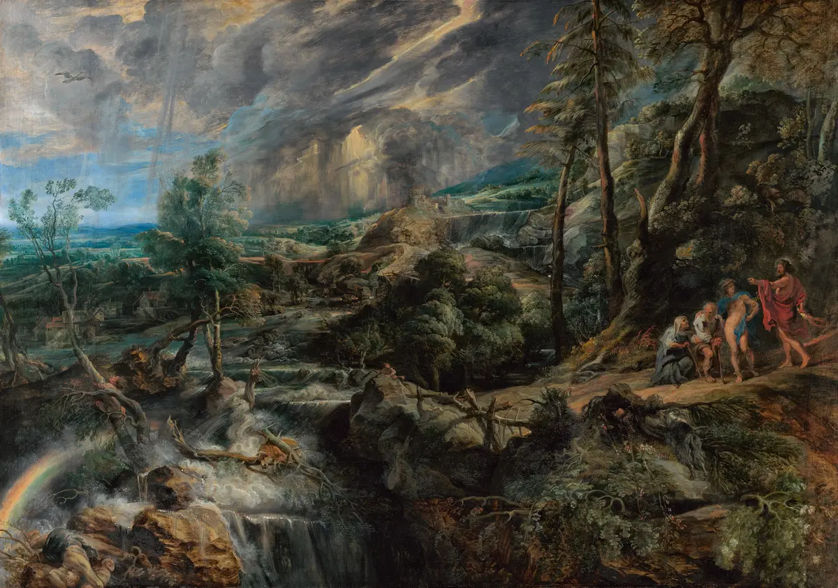 Gewitterlandschaft mit Jupiter, Merkur, Philemon und Baucis