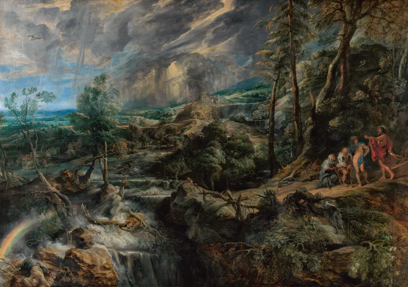 Gewitterlandschaft mit Jupiter, Merkur, Philemon und Baucis