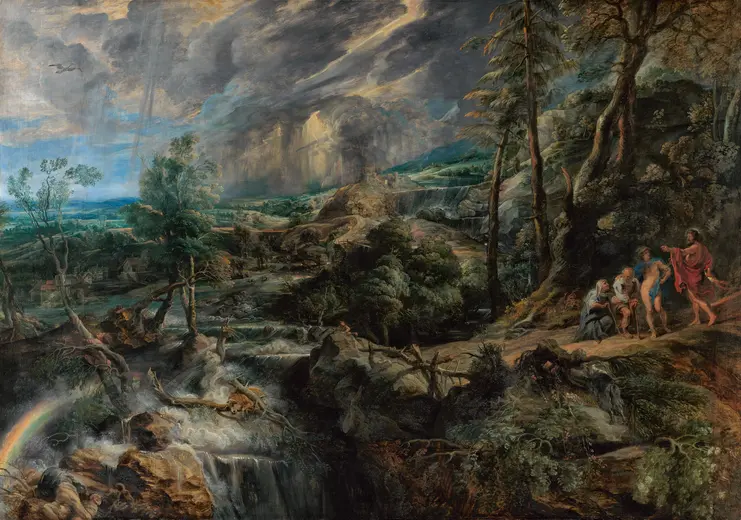 Gewitterlandschaft mit Jupiter, Merkur, Philemon und Baucis