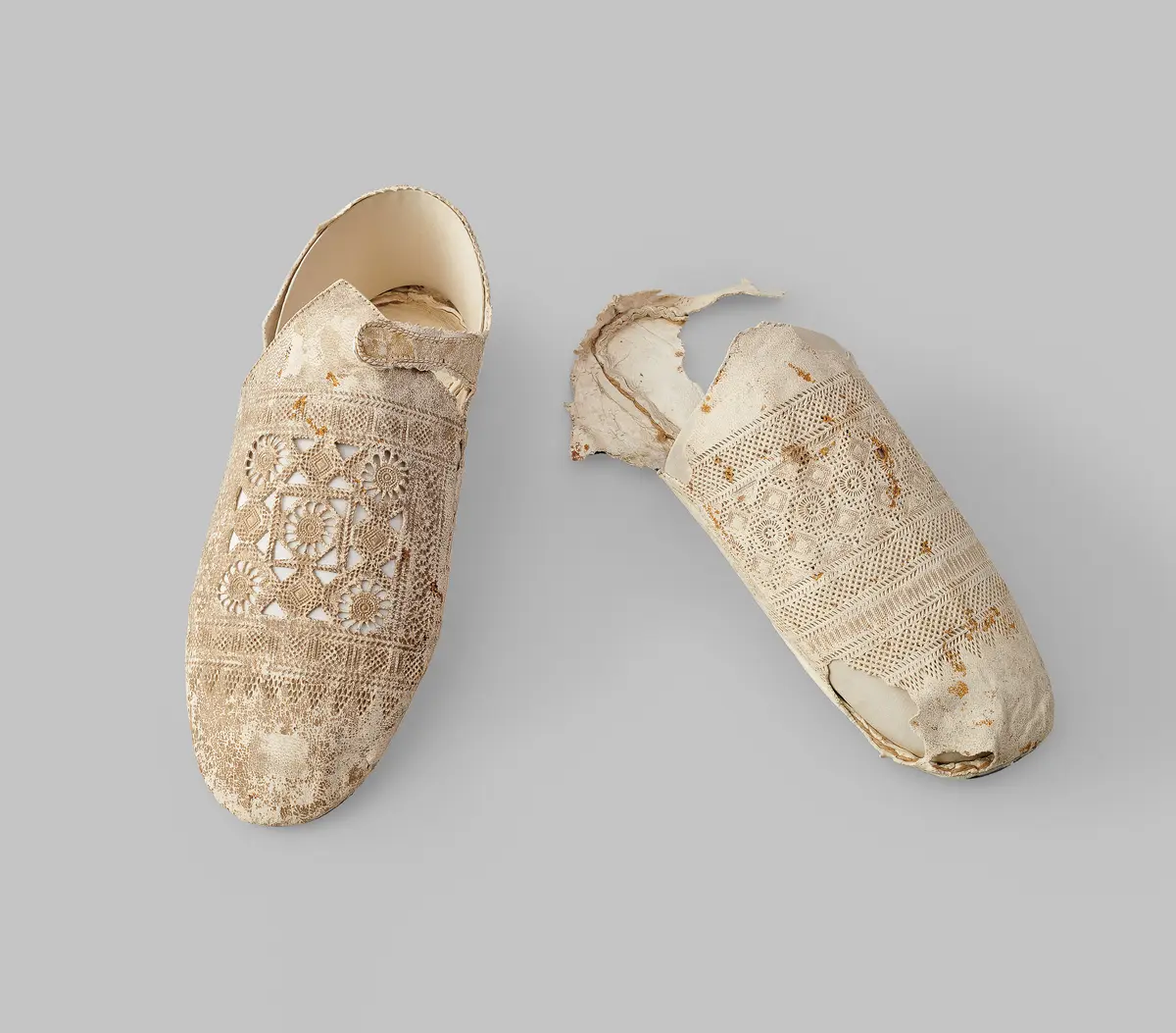 Innenschuhe, Paar Innenschuhe für Chopine (genannt servillas, span. Pantoffel)