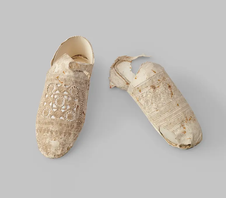 Innenschuhe, Paar Innenschuhe für Chopine (genannt servillas, span. Pantoffel)