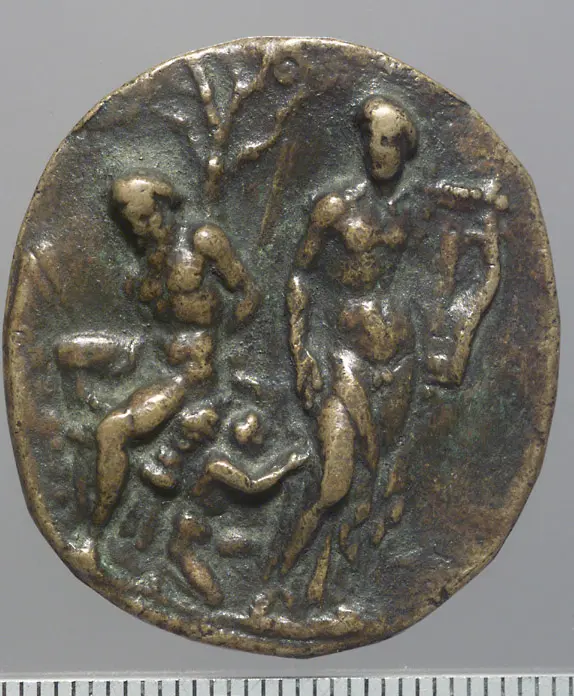Plakette mit Apollo und Marsyas