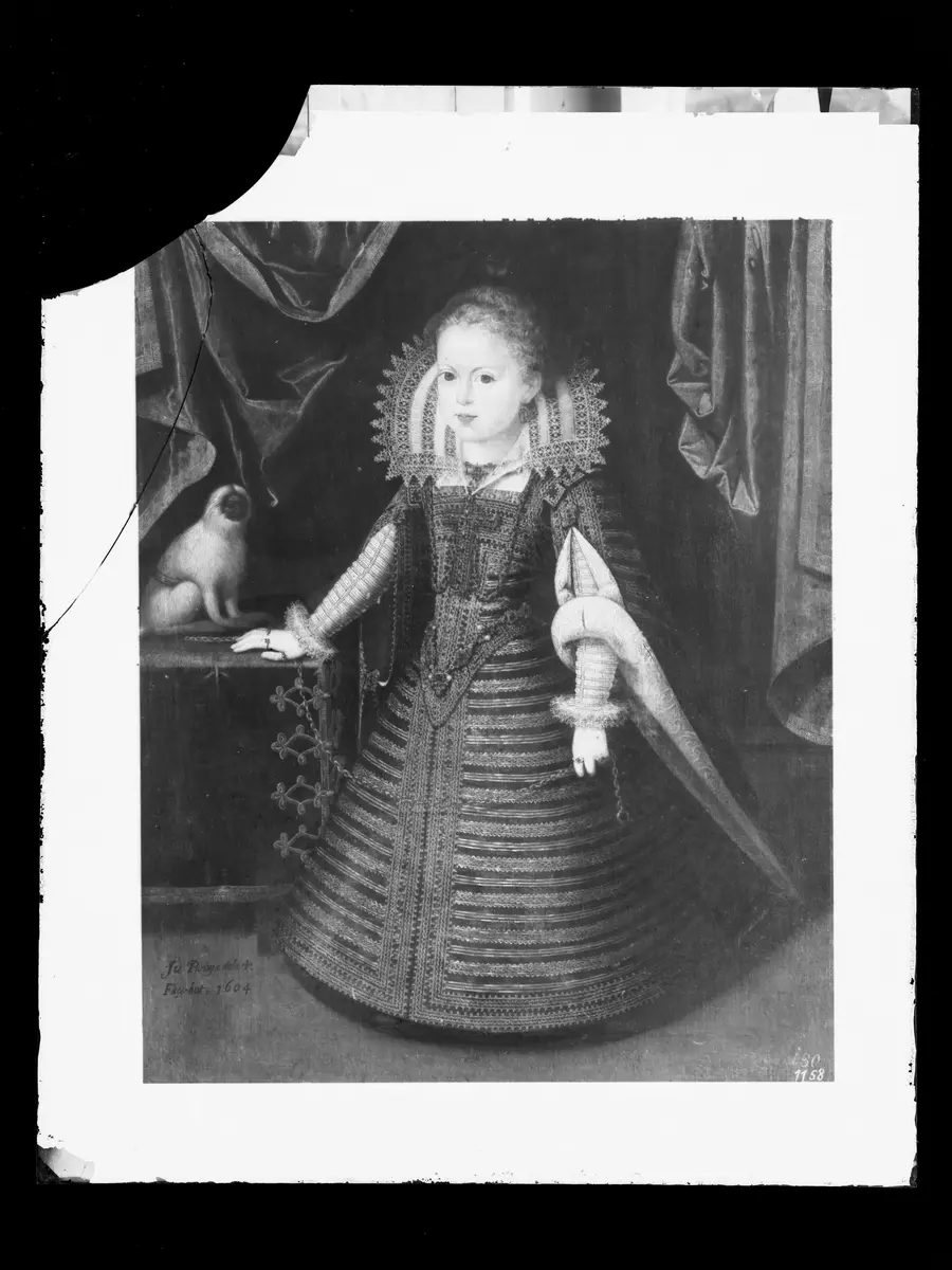 Infantin Anna (1601-1666), Königin von Frankreich, Bildnis in ganzer Figur mit einem Löwenäffchen