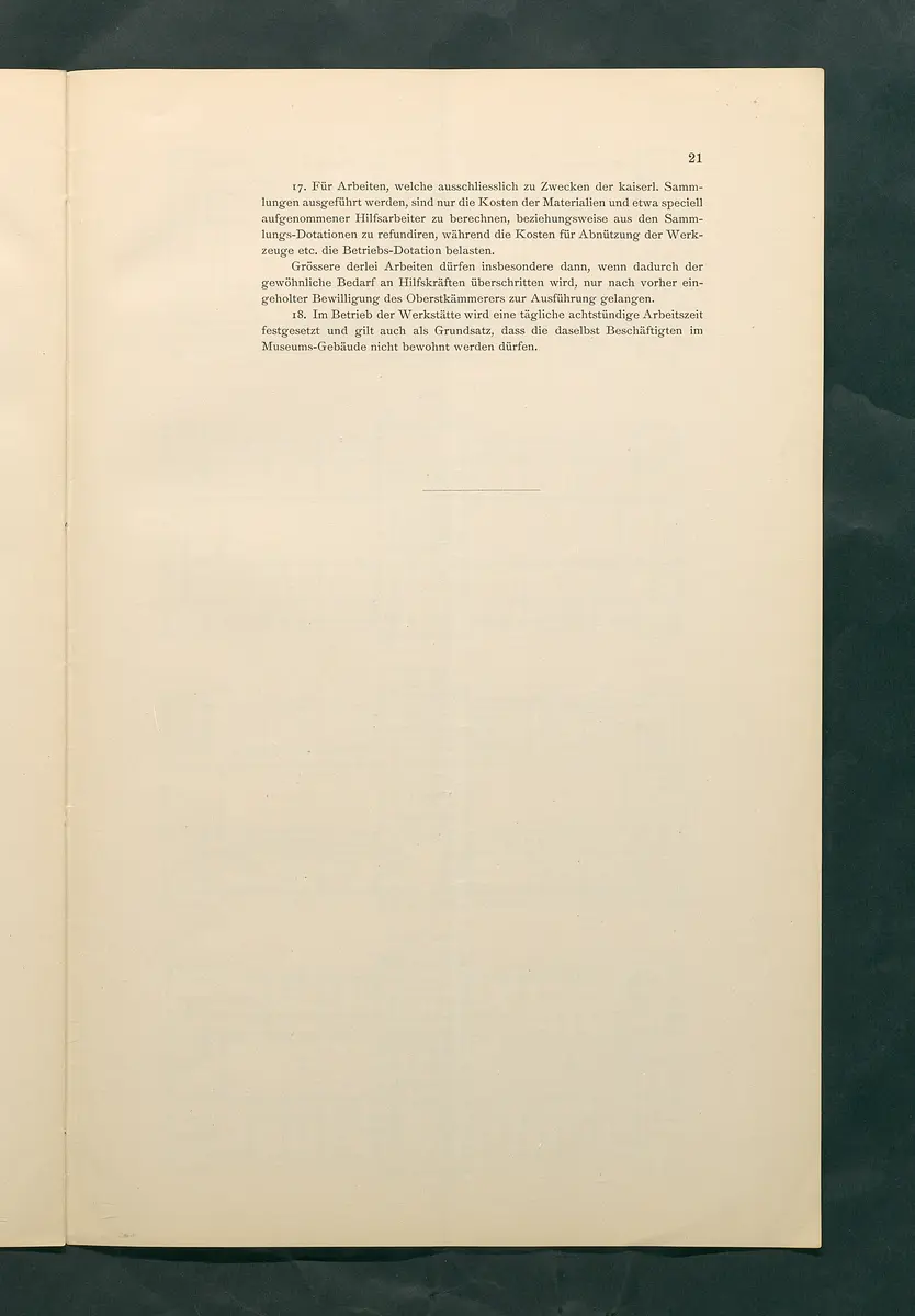Bestimmungen für den Dienstbetrieb in den kunsthistorischen Sammlungen des Allerhöchsten Kaiserhauses