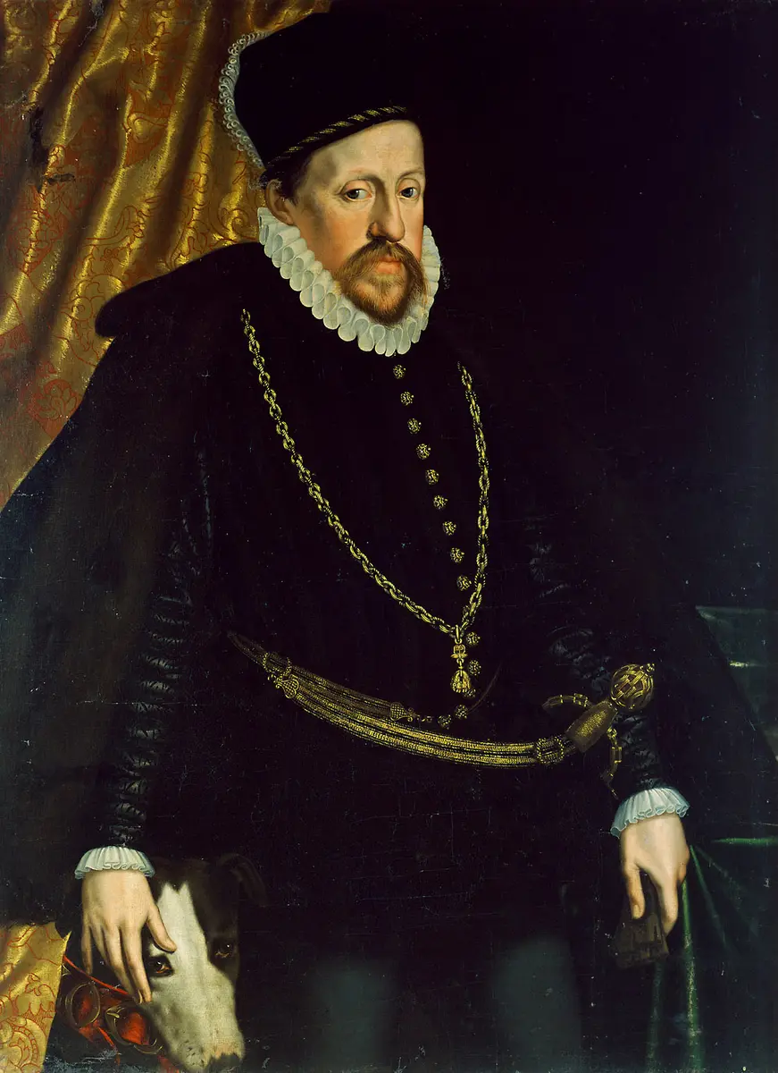 Erzherzog Karl II. (1540-1590) mit einem Jagdhund, Kniestück
