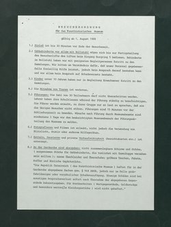 Besucherordnung für das Kunsthistorische Museum, gültig ab 1. August 1988