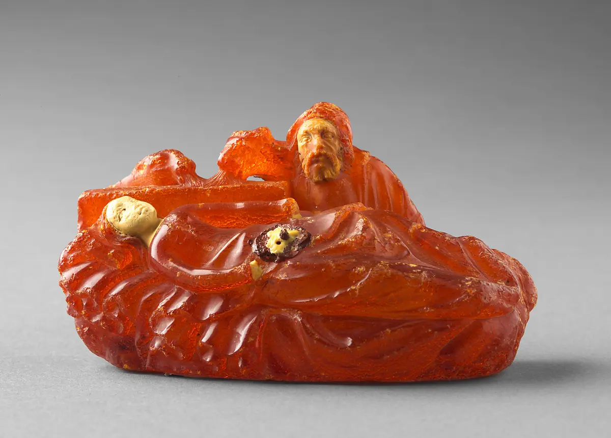 Geburt Christi, Statuette, Bernstein