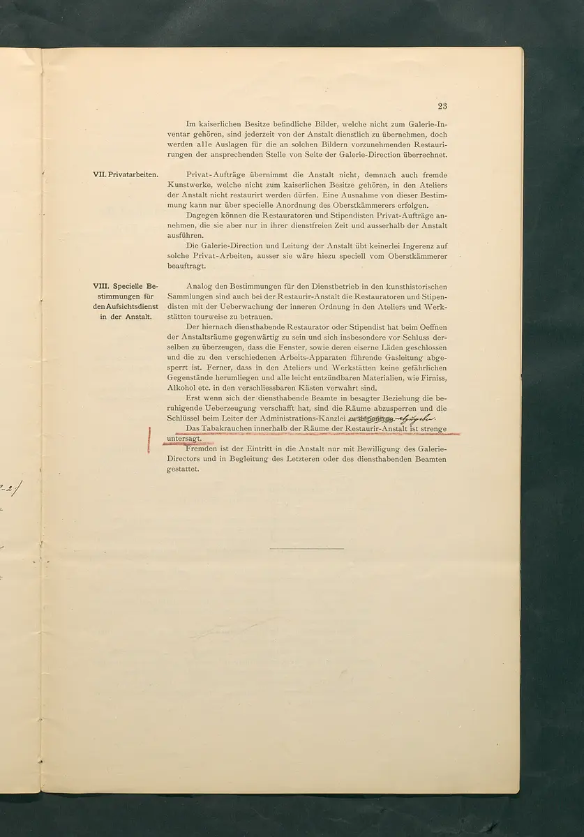 Bestimmungen für den Dienstbetrieb in den kunsthistorischen Sammlungen des Allerhöchsten Kaiserhauses