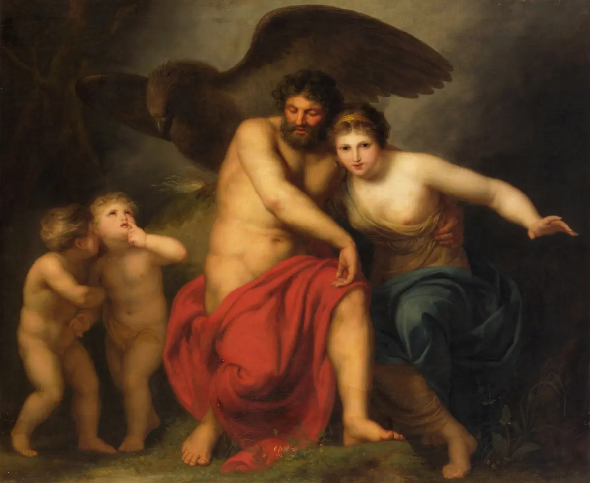 Zeus wird von Hera auf dem Berg Ida eingeschläfert