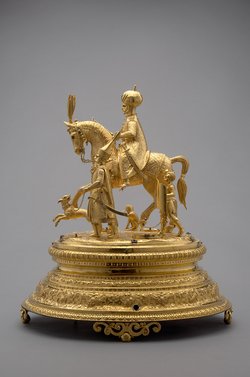 Automatenuhr mit reitendem Pascha