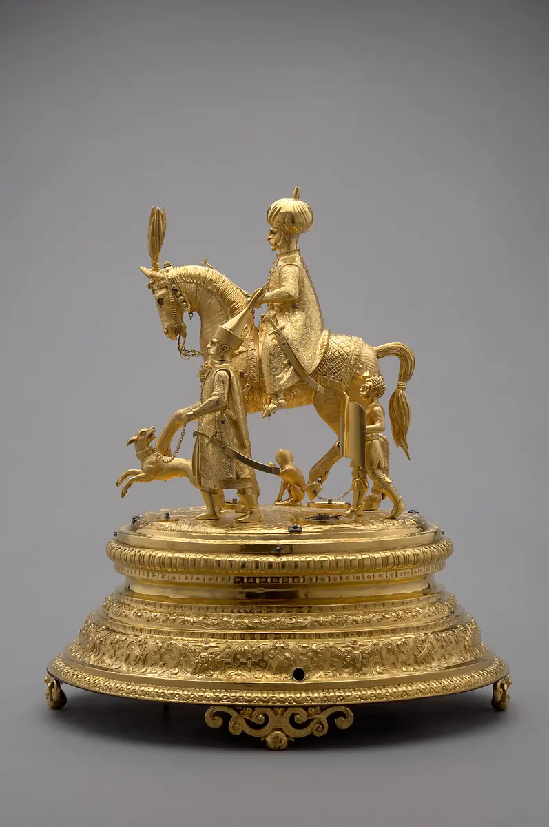 Automatenuhr mit reitendem Pascha