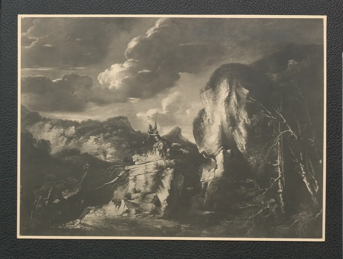 Salvator Rosa: Große staffierte Landschaft. Öl-Leinwand, 137 X 190 cm