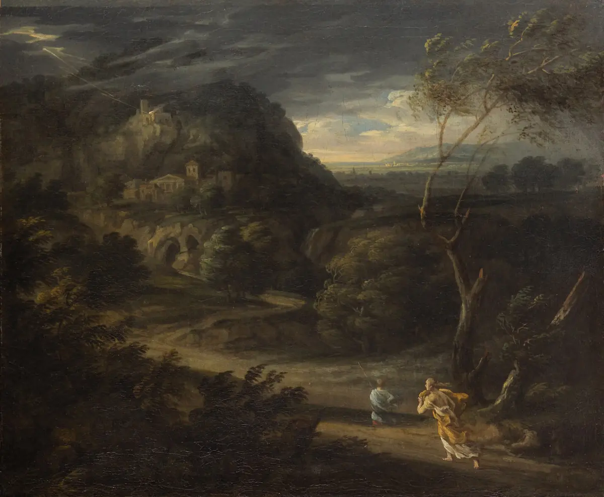 Landschaft mit Wettersturm