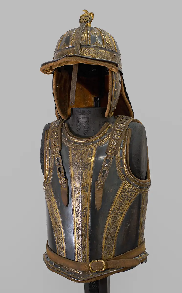 Ungarische Sturmhaube (sog. Zischägge), Brust und Rücken