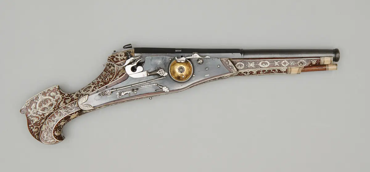 Hinterladepistole mit Radschloss (Faustrohr)