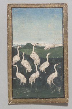Spielkarte Reiher Acht aus dem "Ambraser Hofjagdspiel"
