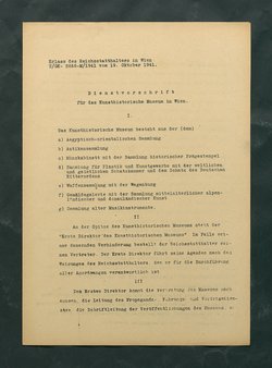 Dienstvorschrift für das Kunsthistorische Museum in Wien