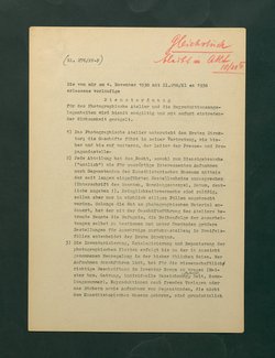 Dienstordnung für das photographische Atelier und Reproduktionsangelegenheiten