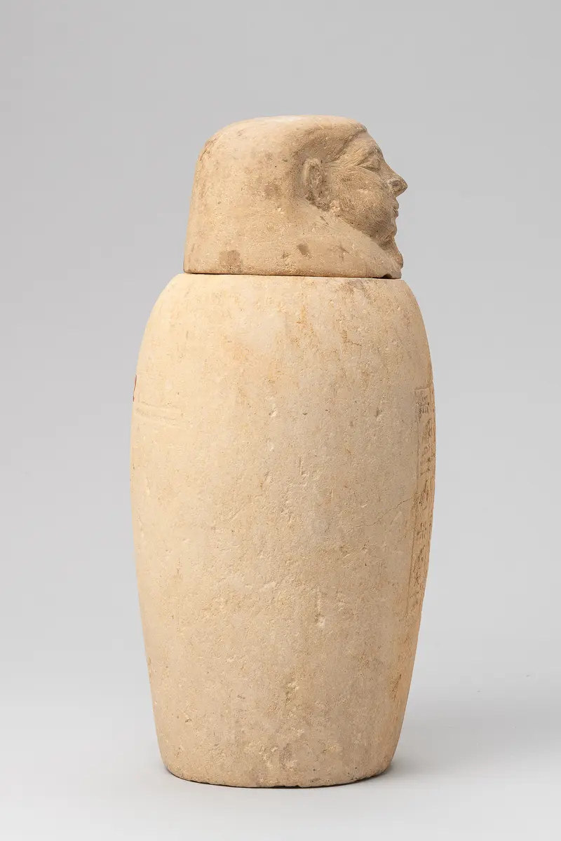 Kanope des Nes-schu-tefnut mit Deckel in Form eines Menschenkopfes