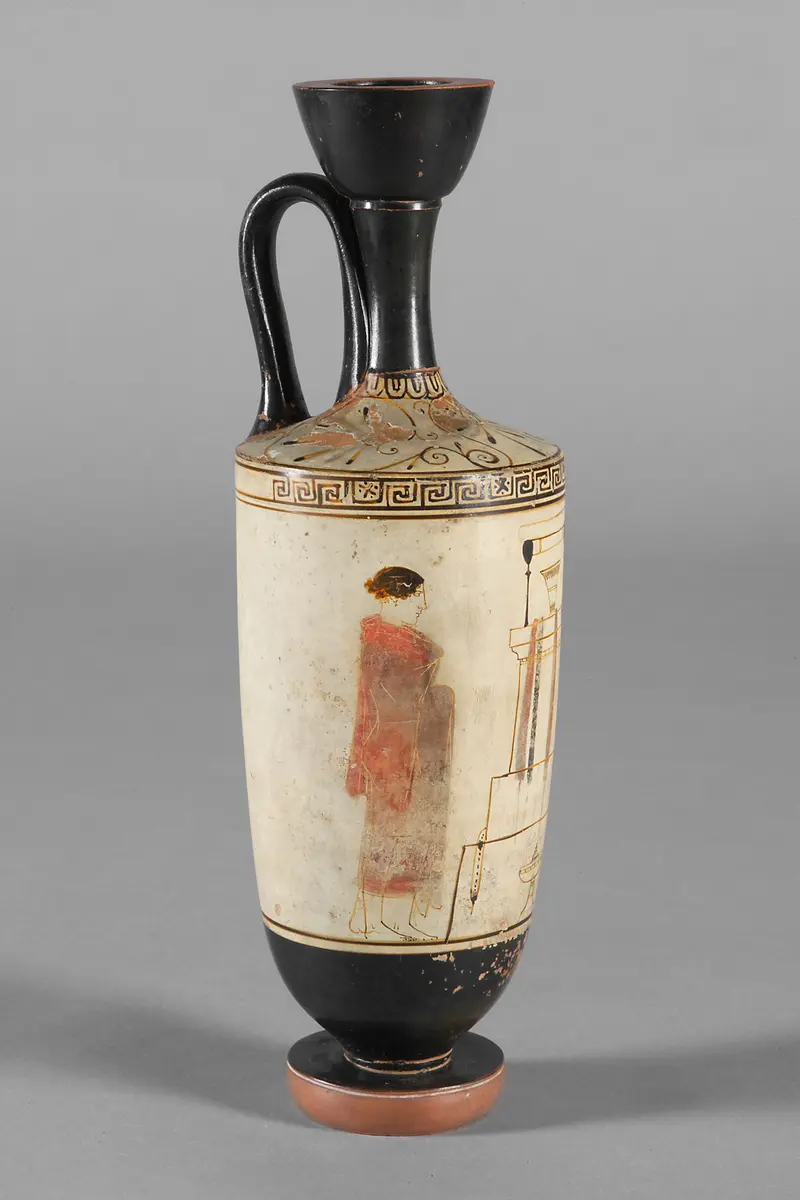 Szene an einer Grabstele