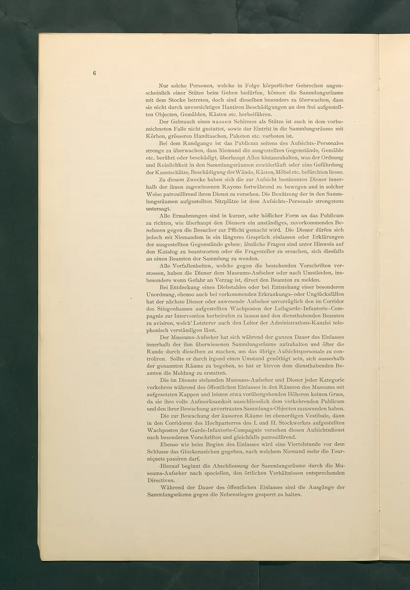 Bestimmungen für den Dienstbetrieb in den kunsthistorischen Sammlungen des Allerhöchsten Kaiserhauses