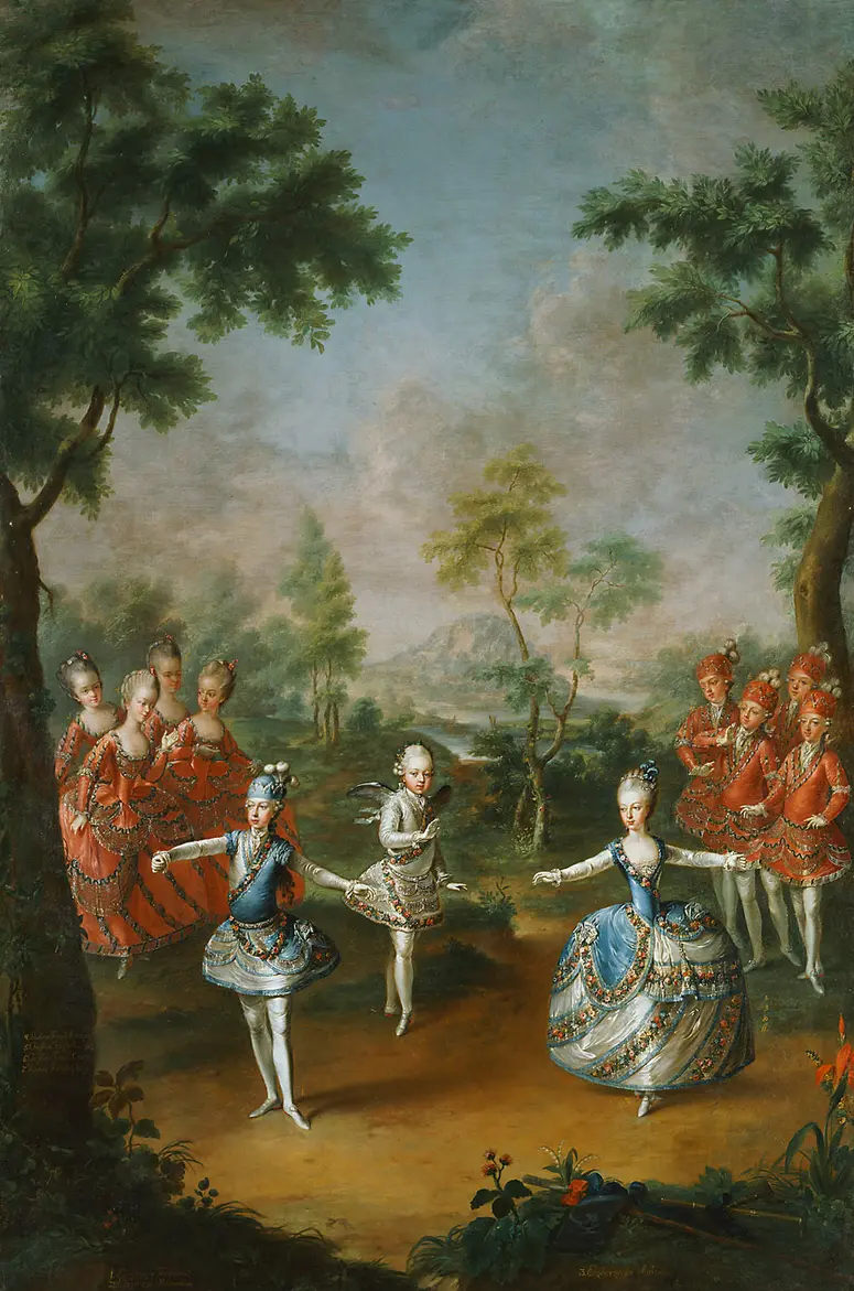 Kinder der Maria Theresia bei der Aufführung des Balletts