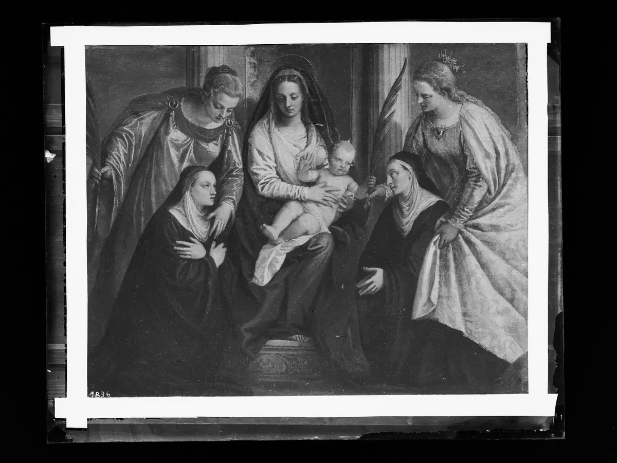 Maria mit Kind, den hll. Lucia, Katharina und zwei Nonnen als Stifterinnen