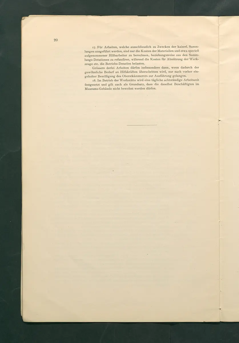 Bestimmungen für den Dienstbetrieb in den kunsthistorischen Sammlungen des Allerhöchsten Kaiserhauses