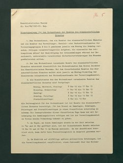 Dienstanweisungen für Postenaufseher, Portiere, die Telephonzentrale, Oberaufseher, Nachtportiere und Nachtaufseher, für den Wochendienst der Beamten und der Verwaltungskanzlei