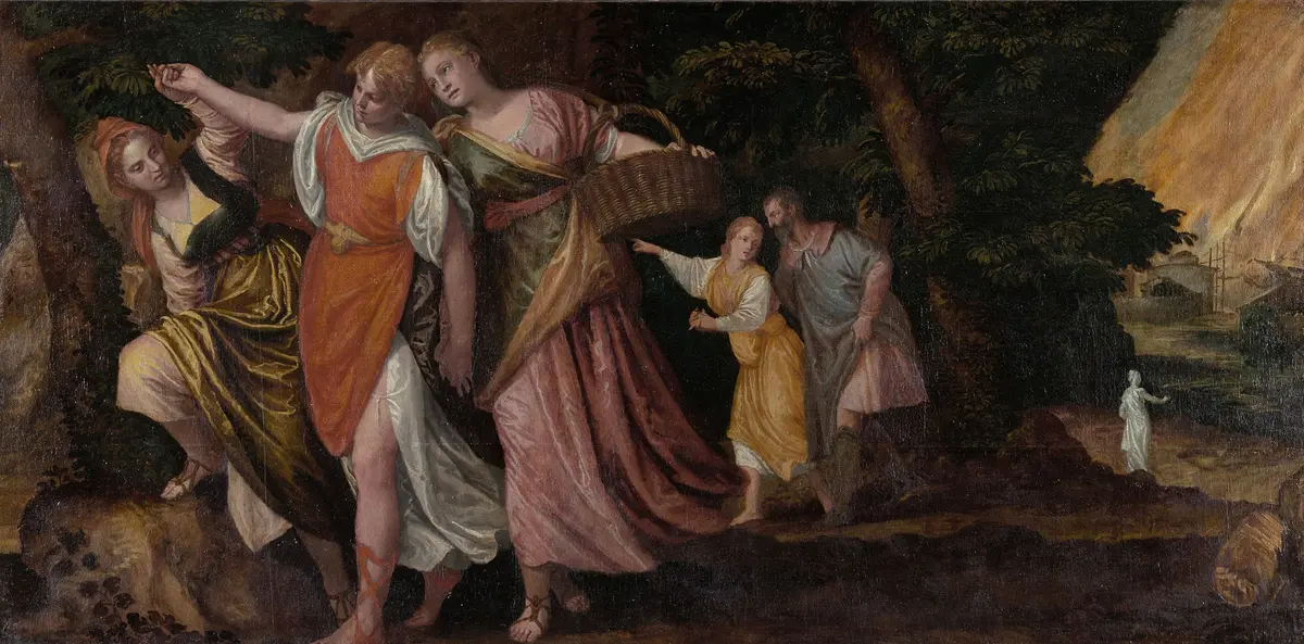Lot und seine Töchter fliehen aus Sodom