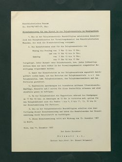Dienstanweisungen für Postenaufseher, Portiere, die Telephonzentrale, Oberaufseher, Nachtportiere und Nachtaufseher, für den Wochendienst der Beamten und der Verwaltungskanzlei