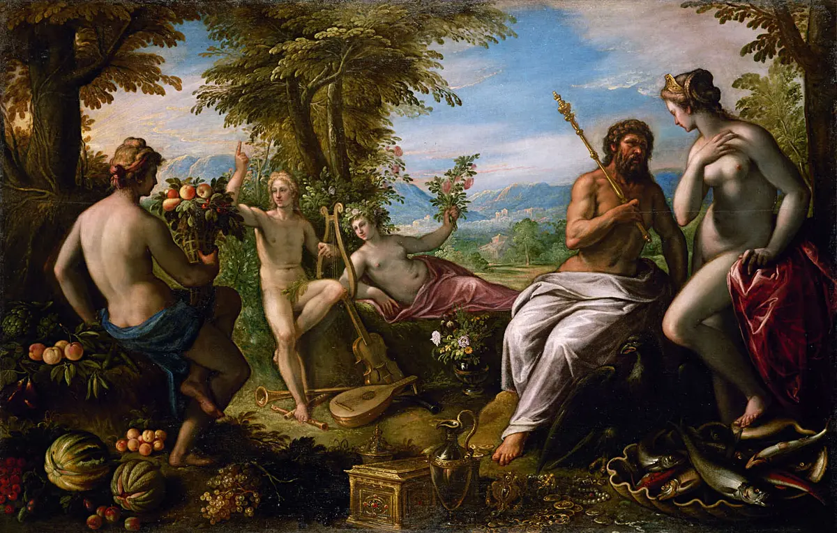 Antike Götter in einer Landschaft (Allegorie der Fünf Sinne)