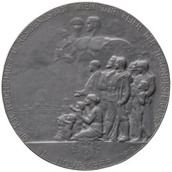 Habsburg: Karl I. und Zita, Medaille der Stadt Wien auf die Thronbesteigung