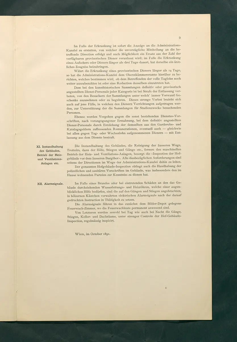 Bestimmungen für den Dienstbetrieb in den kunsthistorischen Sammlungen des Allerhöchsten Kaiserhauses