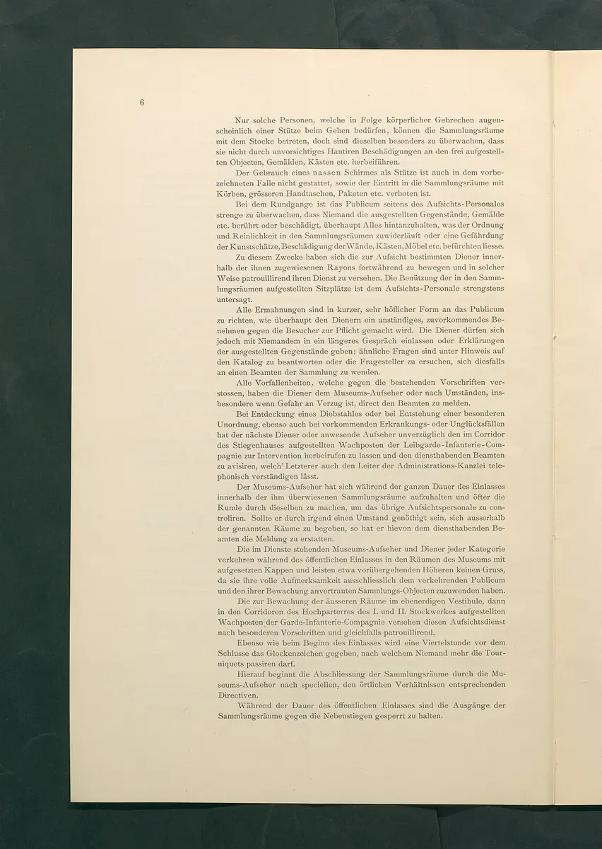 Bestimmungen für den Dienstbetrieb in den kunsthistorischen Sammlungen des Allerhöchsten Kaiserhauses