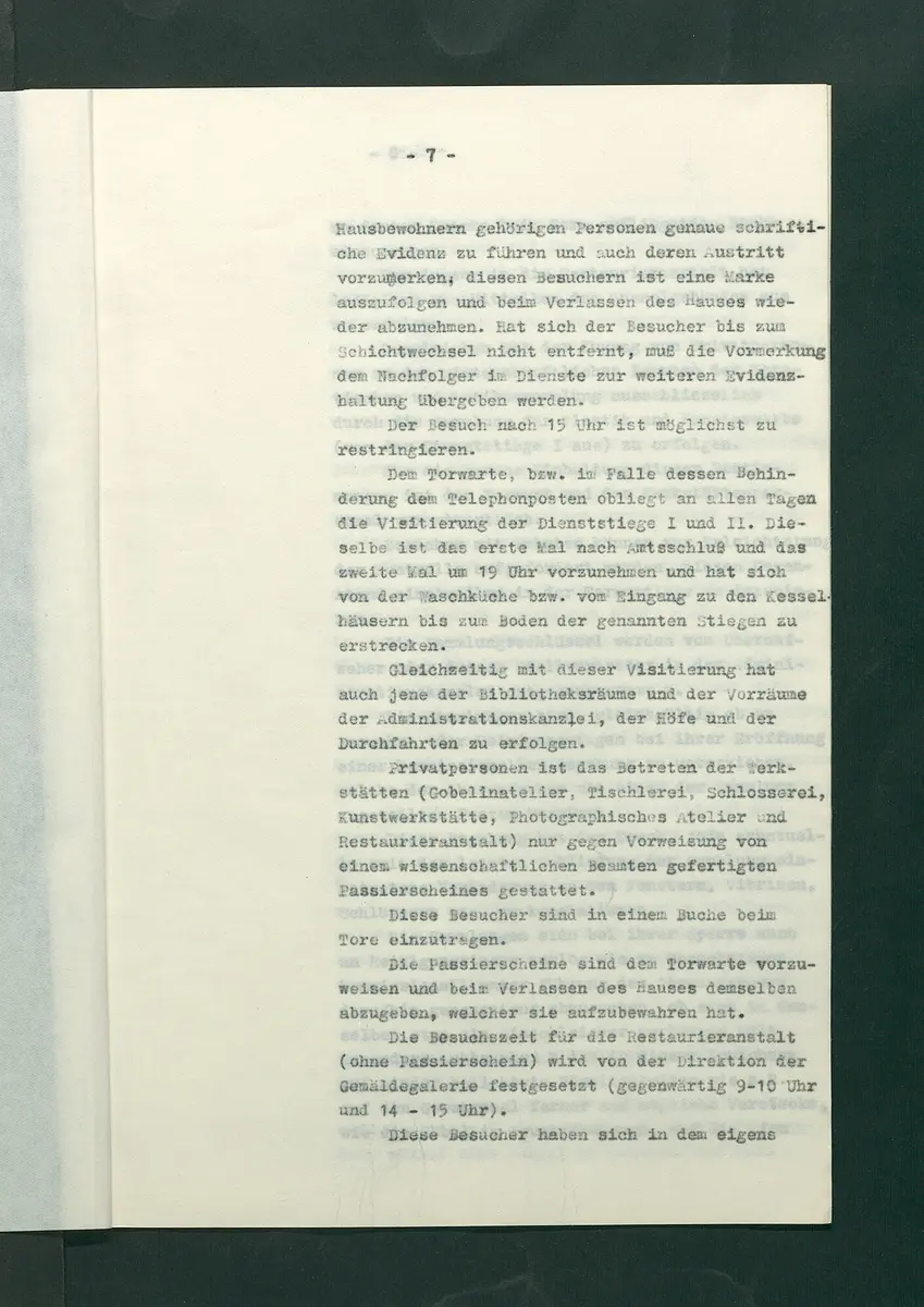 Dienstbestimmungen für das Aufsichtspersonal in den Sammlungen