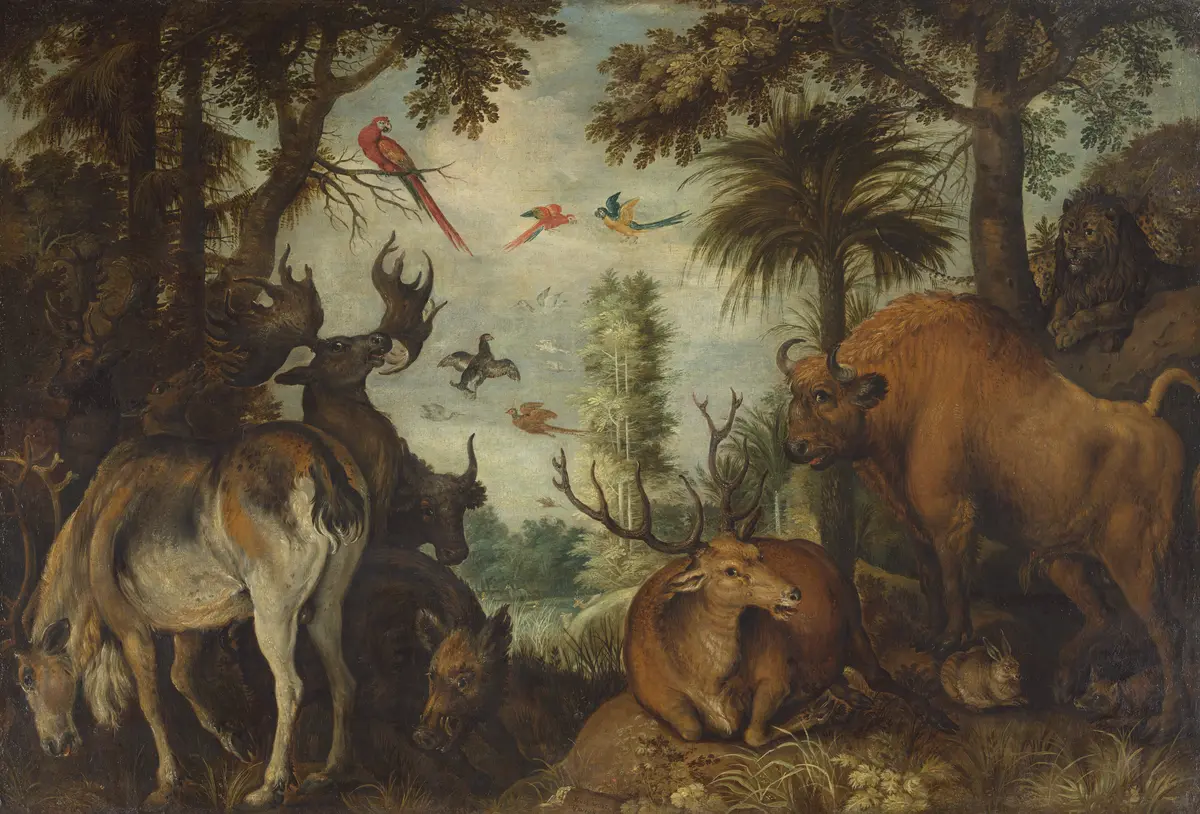 Paradieslandschaft mit Tieren