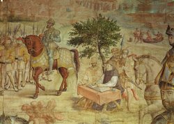 Kriegszug Kaiser Karls V. gegen Tunis (1535): Musterung des Heeres bei Barcelona durch den Kaiser