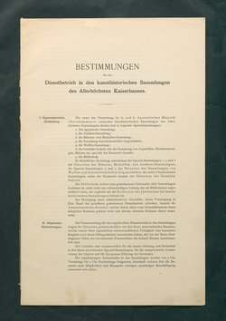 Bestimmungen für den Dienstbetrieb in den kunsthistorischen Sammlungen des Allerhöchsten Kaiserhauses