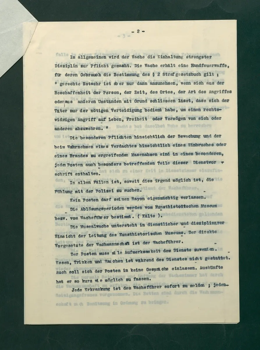 Dienstordnung der Museumswache