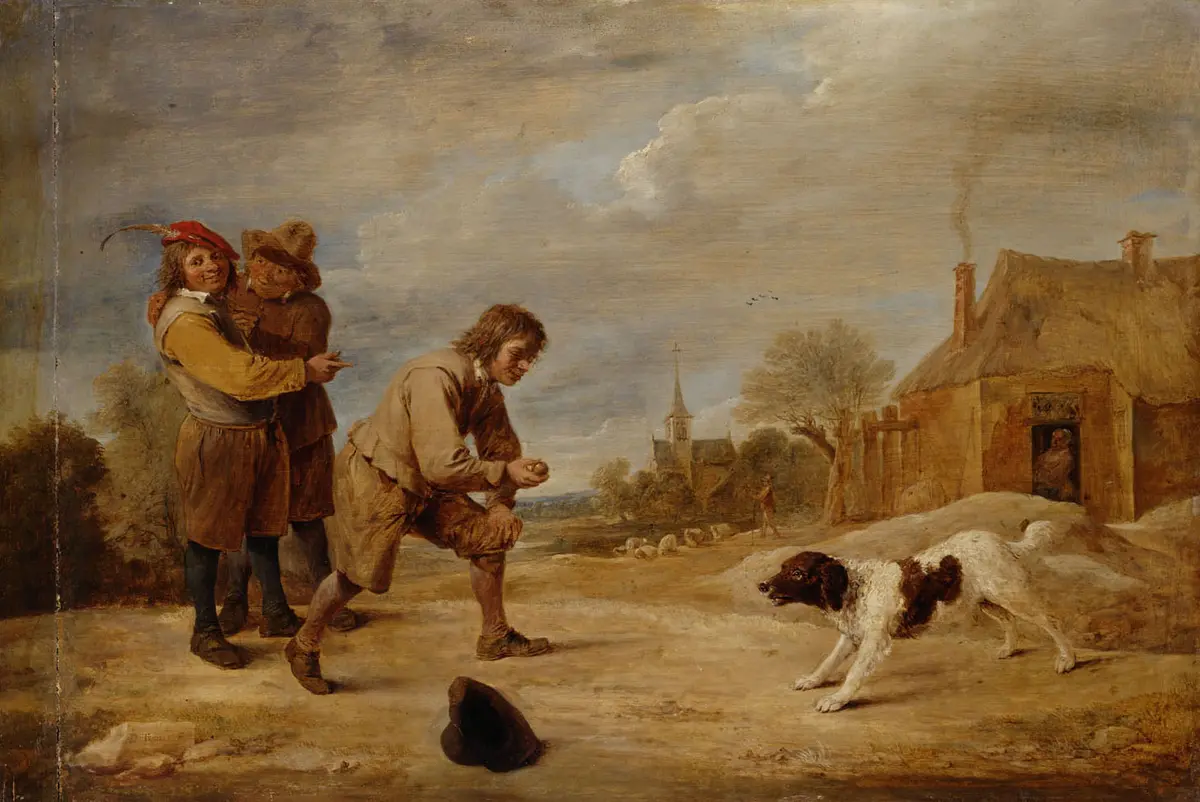 Bauernjungen mit einem Hund