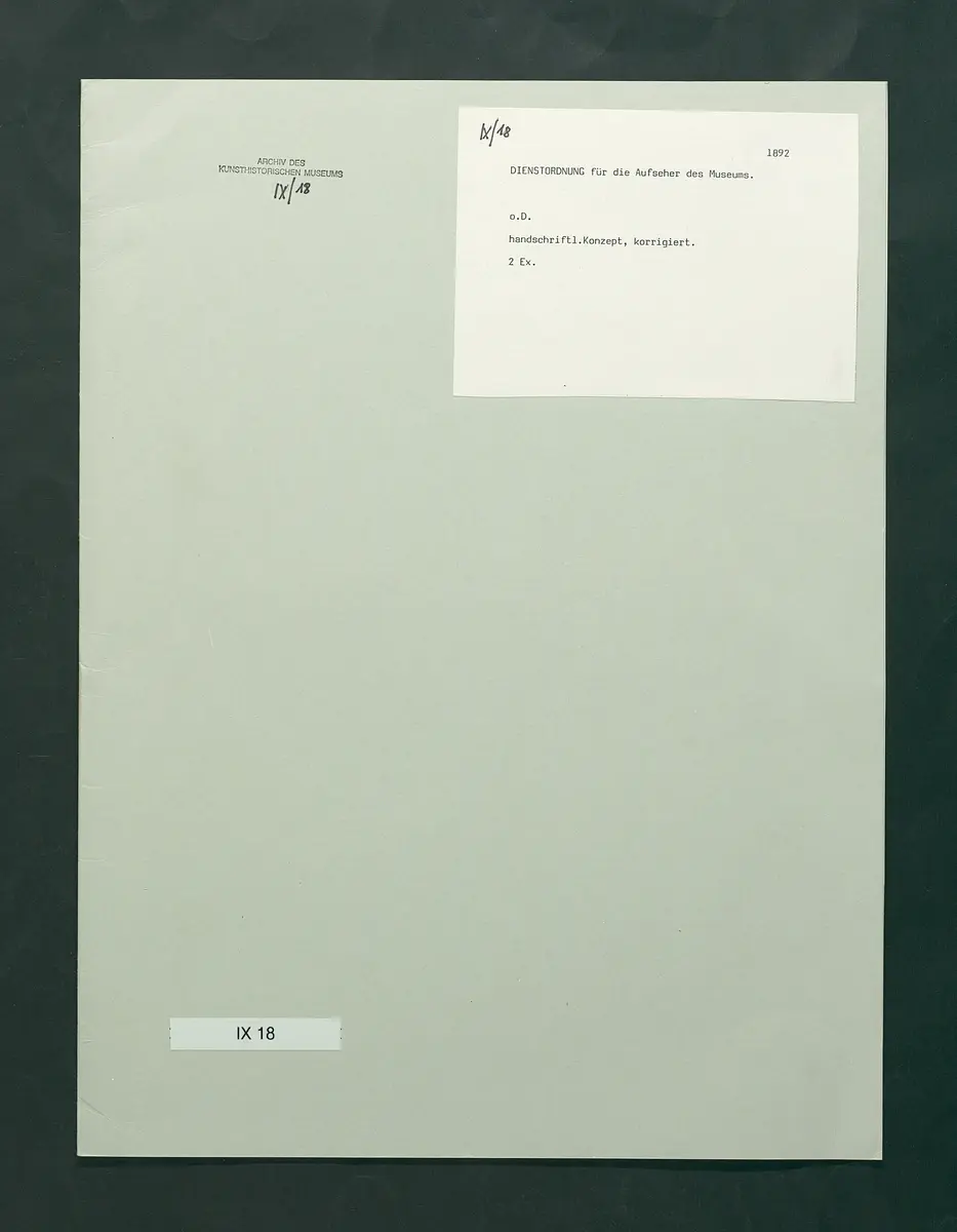 handschriftliche Dienstordnung für Museumsaufseher