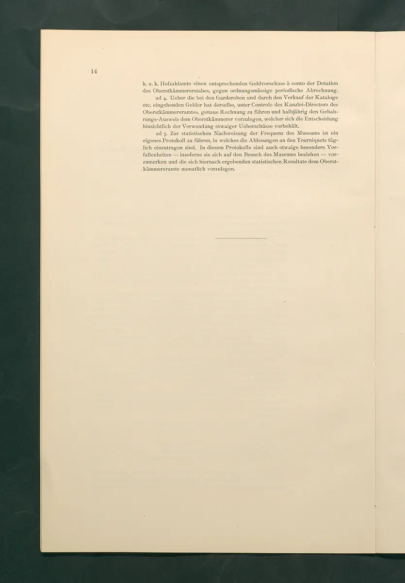 Bestimmungen für den Dienstbetrieb in den kunsthistorischen Sammlungen des Allerhöchsten Kaiserhauses