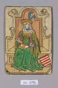 Spielkarte, Ungarn, Königin, aus dem sog. Hofämterspiel
