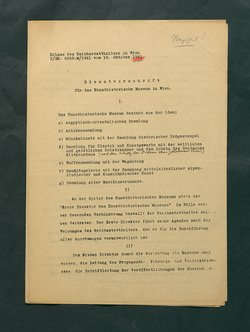 Dienstvorschrift für das Kunsthistorische Museum in Wien