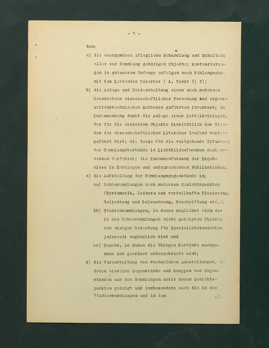 Dienstinstruktionen für die Direktoren der Kunstsammlungen, der Kulturhistorischen Sammlungen und der Naturwissenschaftlichen Sammlungen des Bundes in Wien